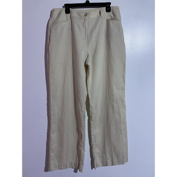 Chico's Pants - Chicos Pants Womens 3 Linen Beige Beach Coastal Travel Resort Wide Leg
